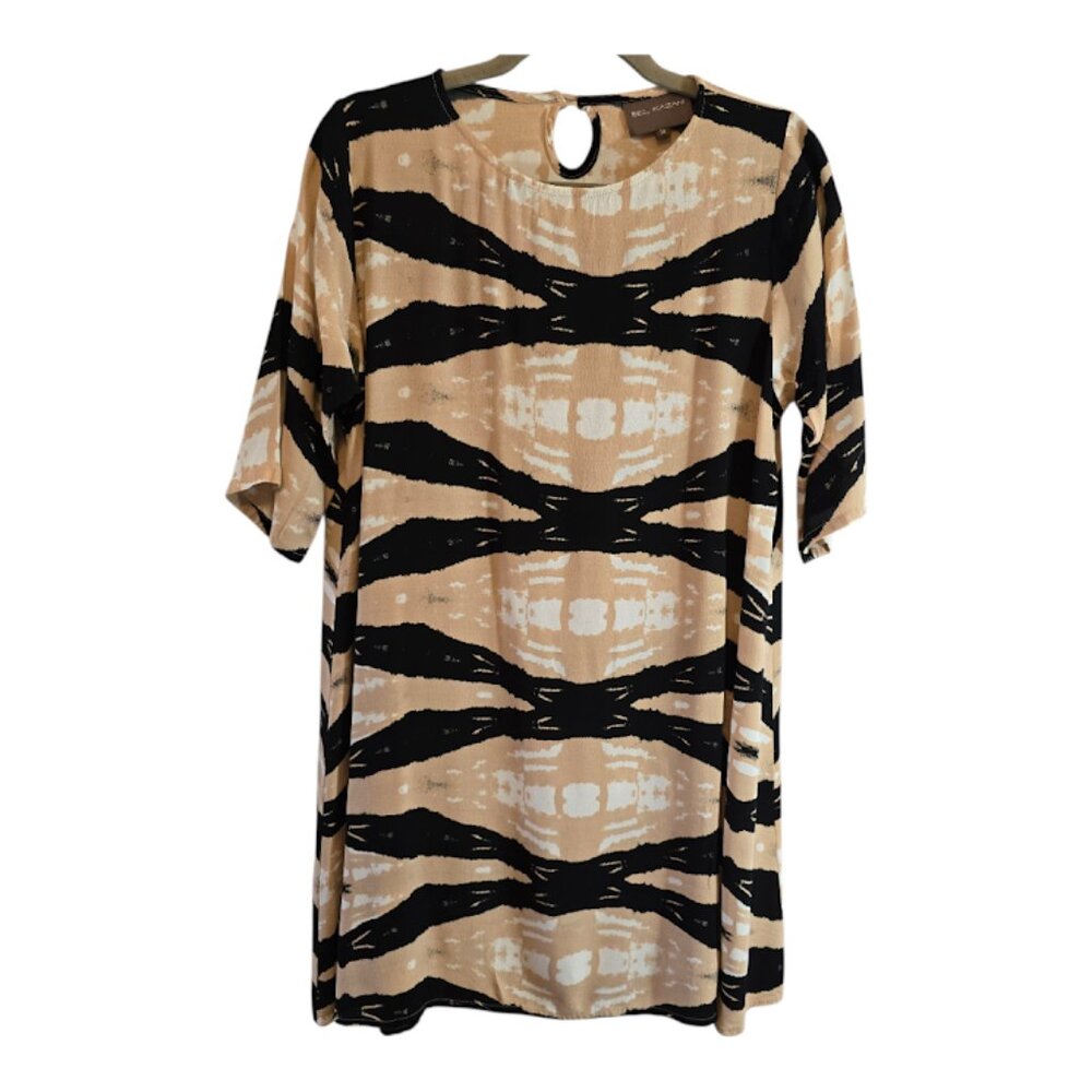 BEL KAZAN MEDIUM SHIFT DRESS SHORT SLEEVE BLACK WHITE PEACH LOOSE FIT